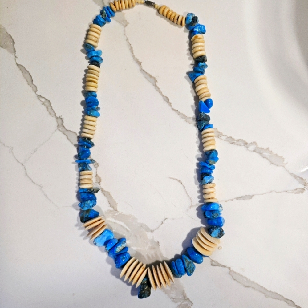 Vintage Turquoise and Bone Necklace
